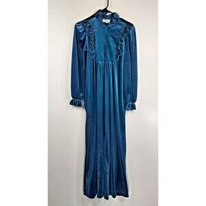 It's A Charm Vintage Women's Size Small Green Long‎ Sleeve Housecoat Robe